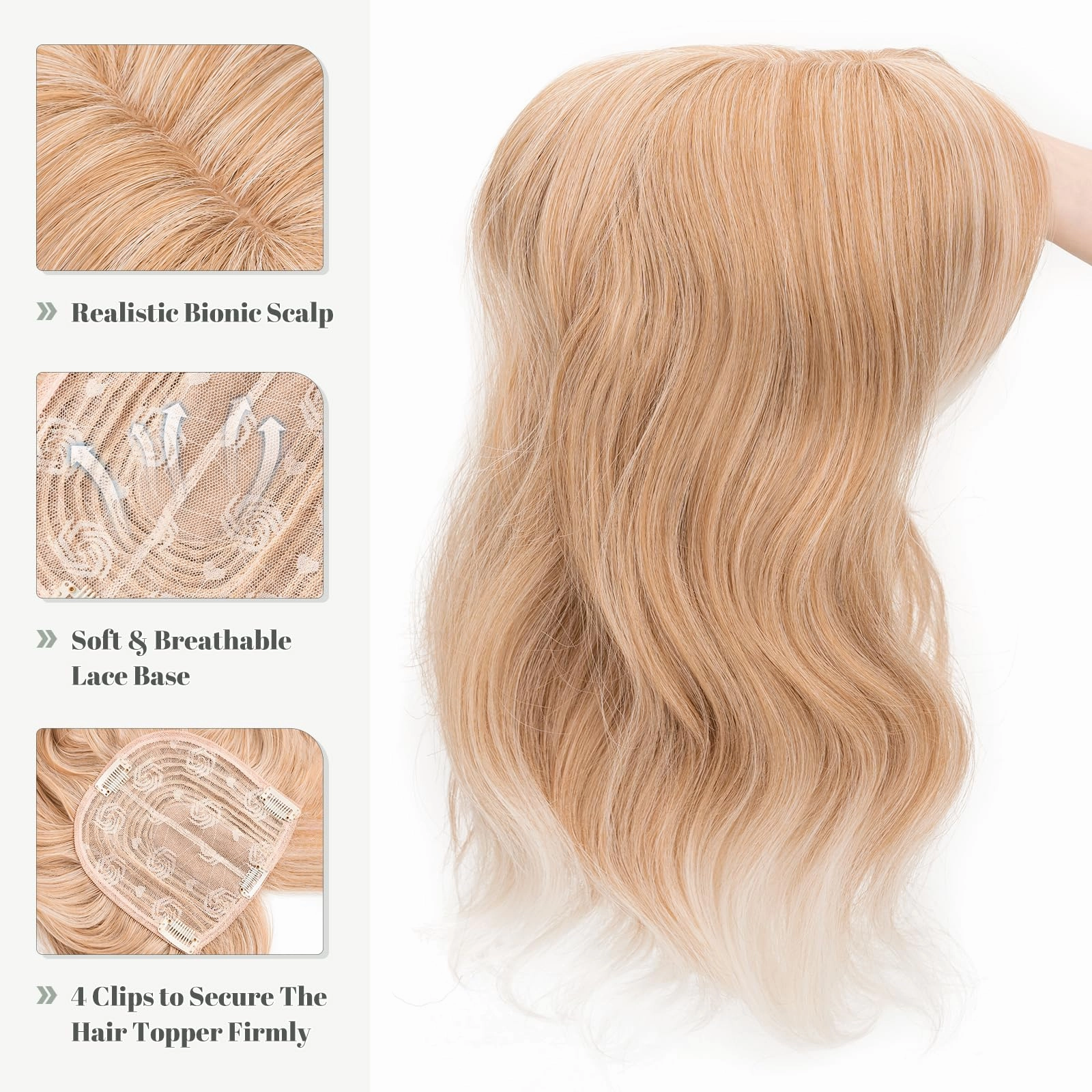 Synthetic Hair Topper 18 Inch with Bangs