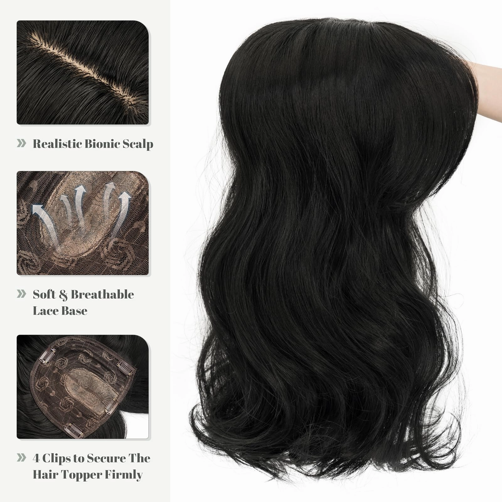 Synthetic Hair Topper 18 Inch with Bangs
