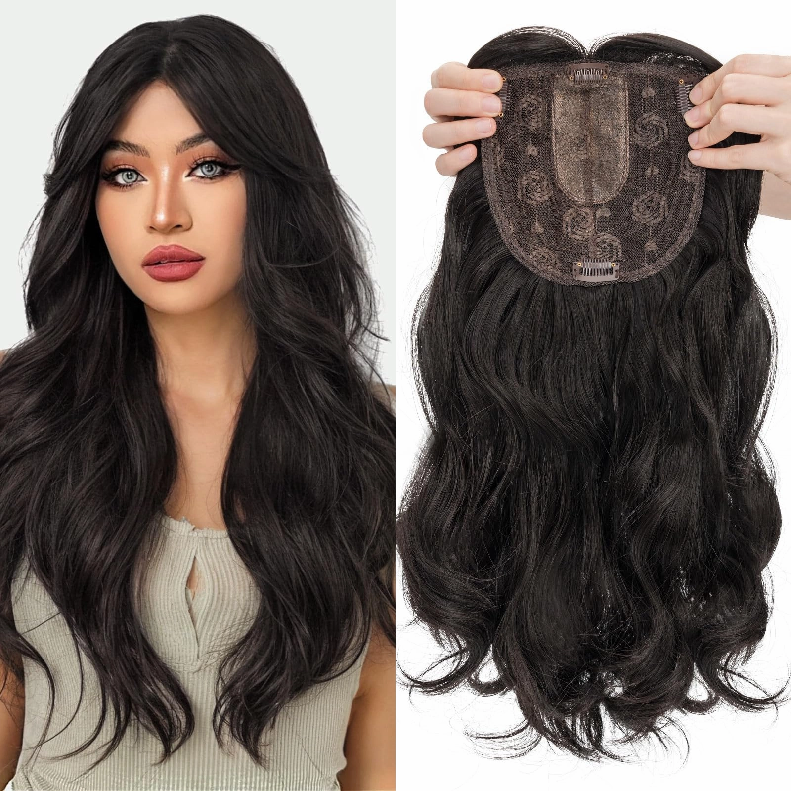 Synthetic Hair Topper 18 Inch with Bangs
