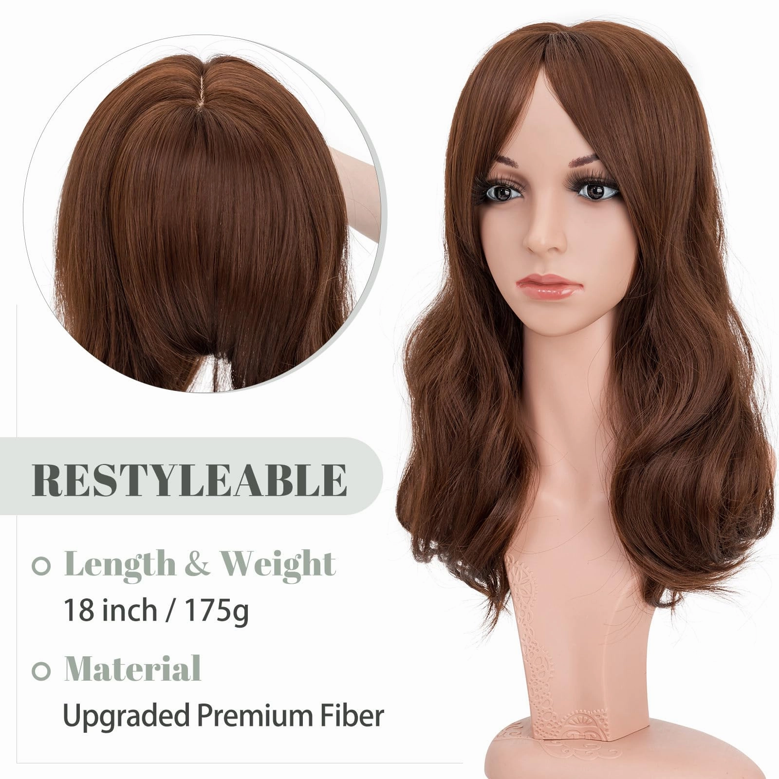Synthetic Hair Topper 18 Inch with Bangs