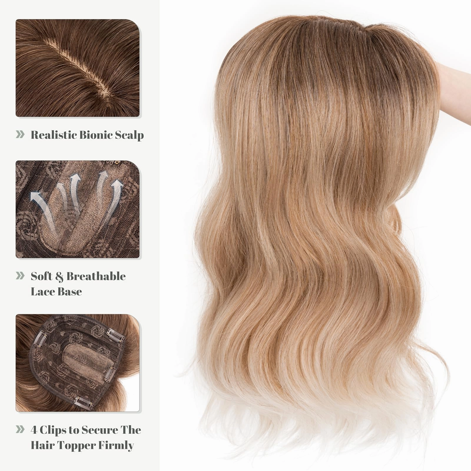 Synthetic Hair Topper 18 Inch with Bangs