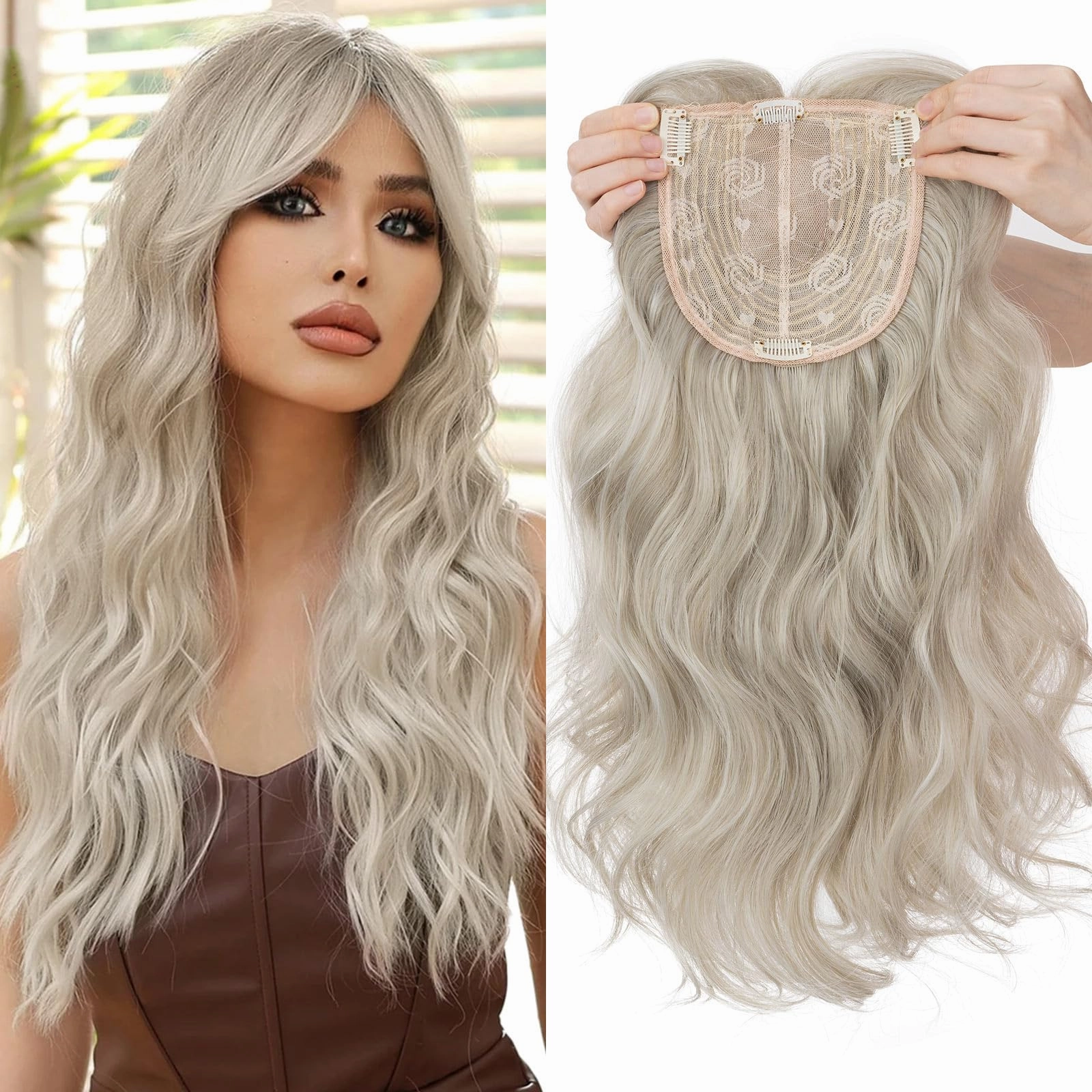 Synthetic Hair Topper 18 Inch with Bangs