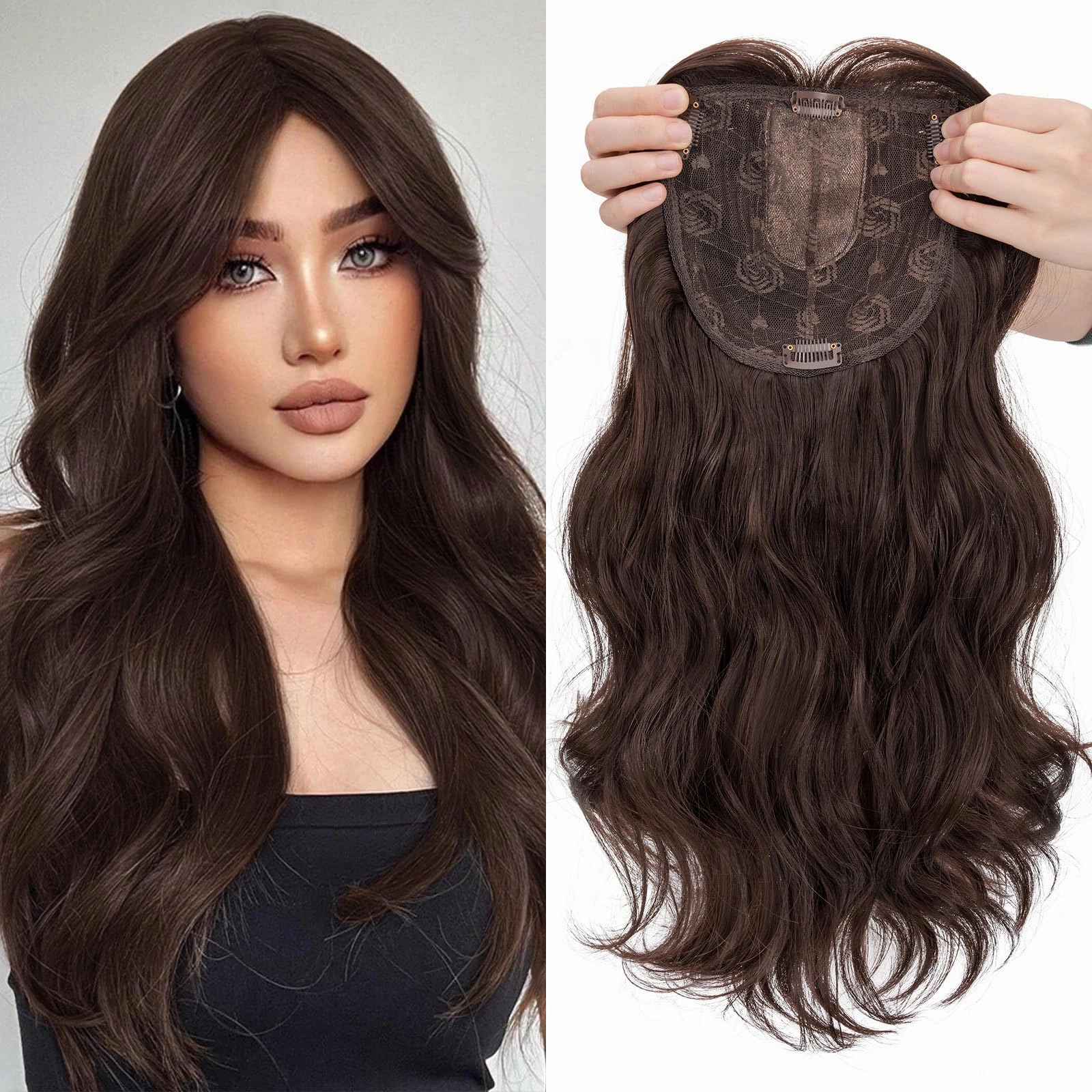 Synthetic Hair Topper 18 Inch with Bangs