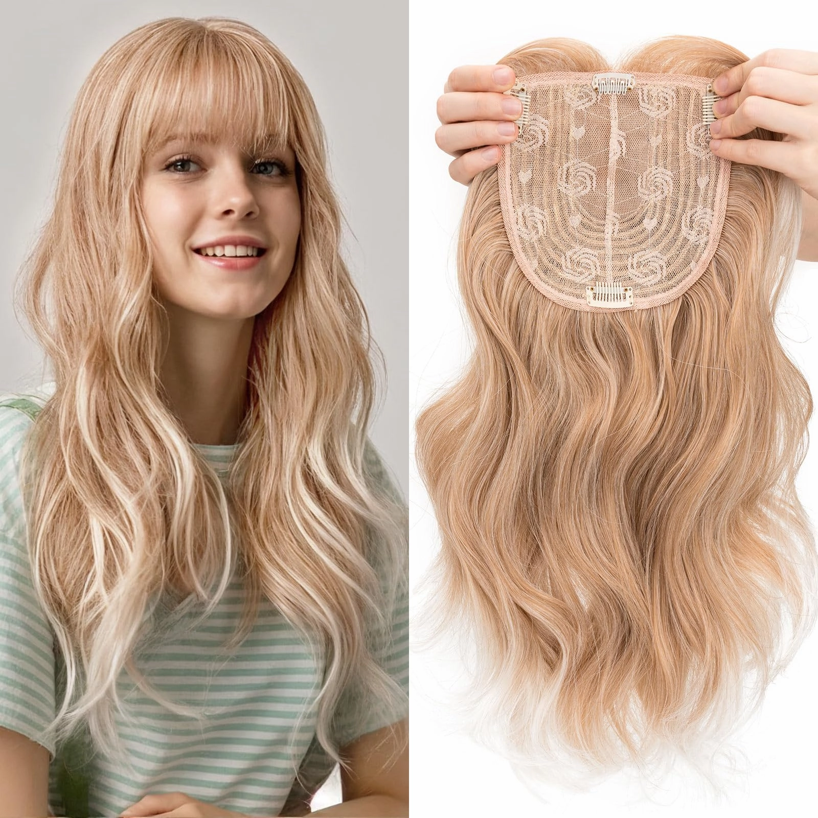 Synthetic Hair Topper 18 Inch with Bangs
