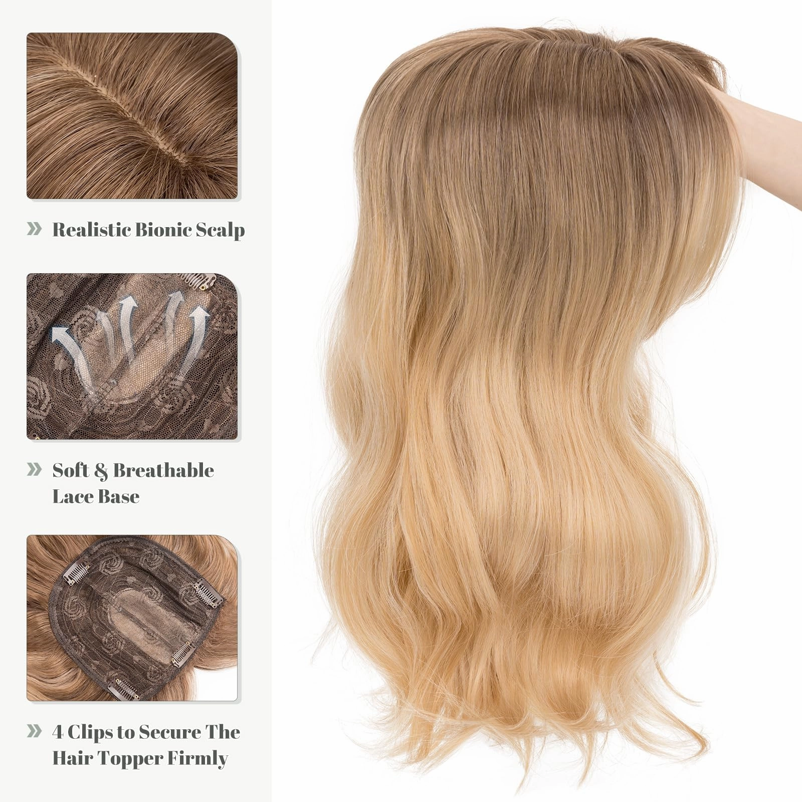 Synthetic Hair Topper 18 Inch with Bangs