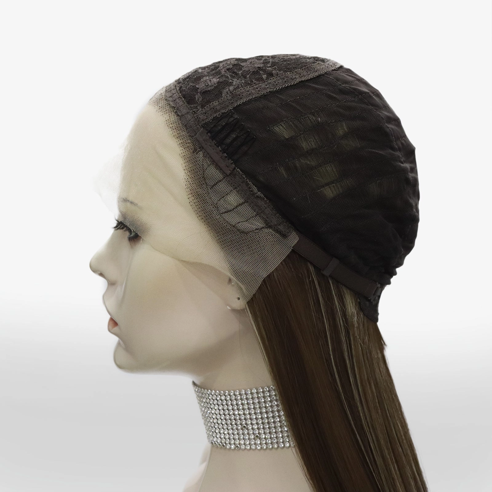 Taymay Chocolate Brown with Blonde Highlight Straight Synthetic Lace Wig