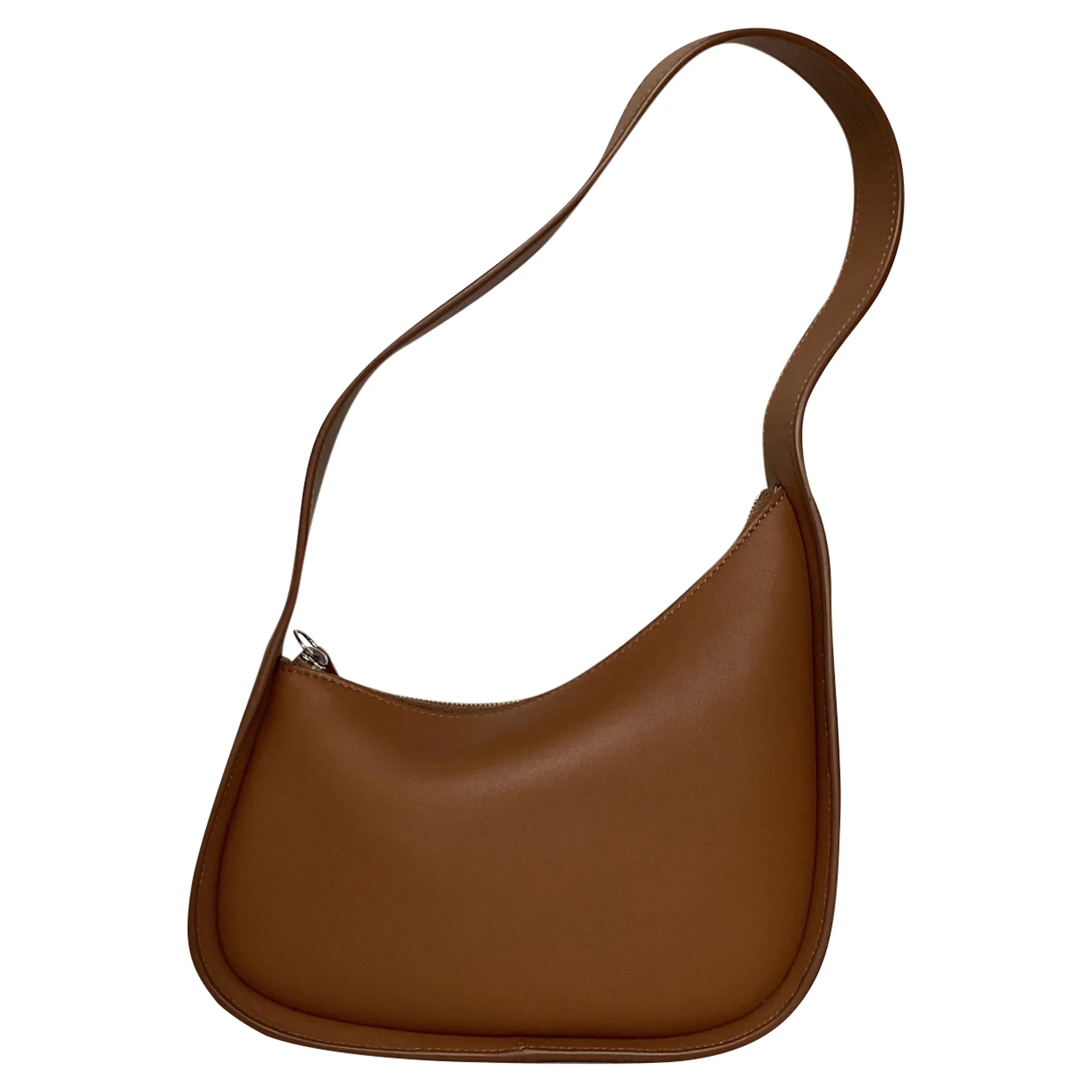 The Row Half Moon Shoulder Bag in Brown Leather