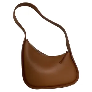 The Row Half Moon Shoulder Bag in Brown Leather