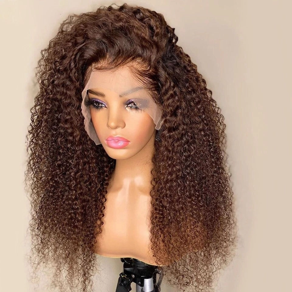 Tiara | Brown Color Virgin Human Hair Lace Front Wig Curly