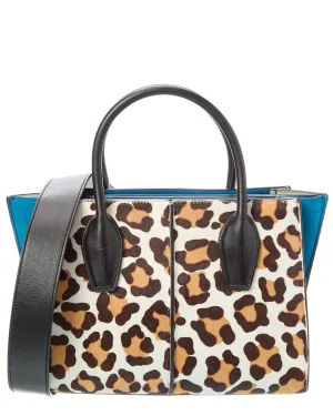 TODs Logo Haircalf & Suede Tote