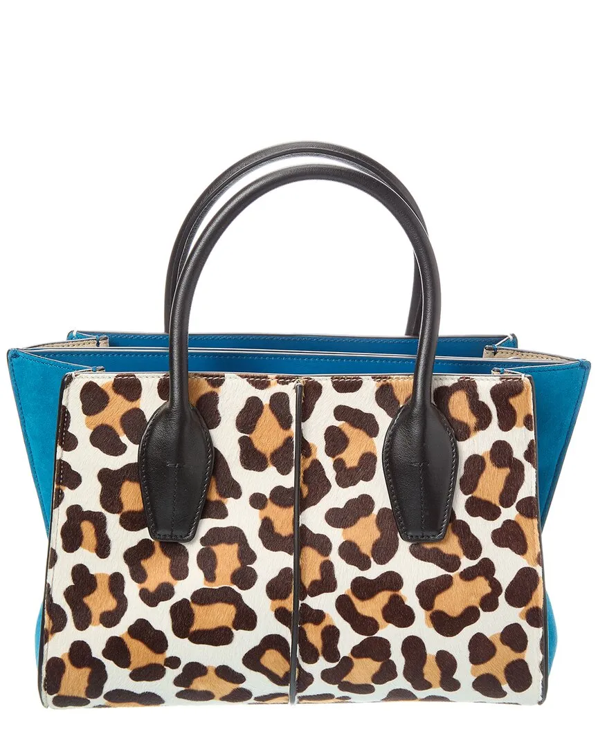 TODs Logo Haircalf & Suede Tote