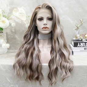 Tosha Imstyle New Blonde and Brown highligh Curly 26inches 13*4 Free Parting lace Front wig