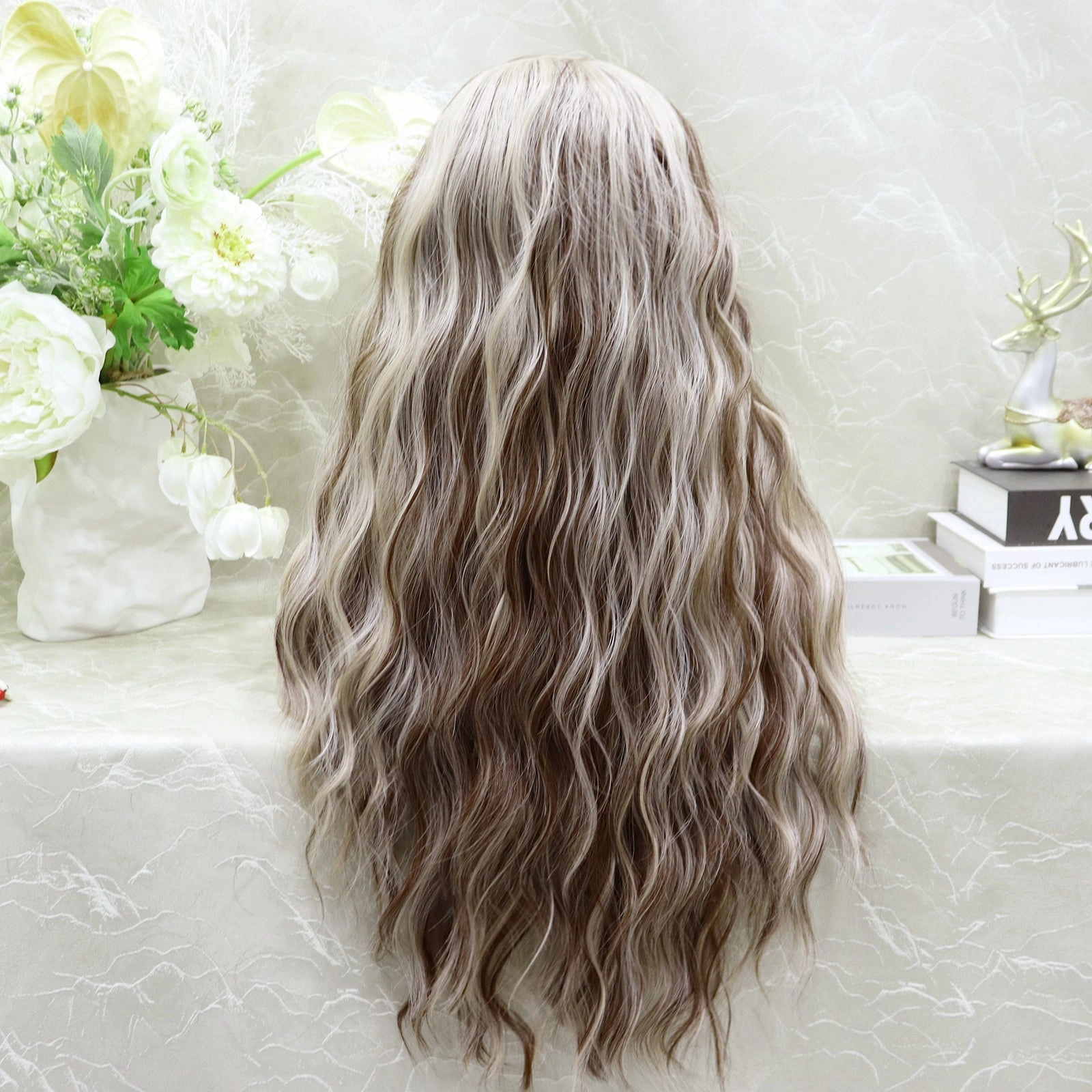 Tosha Imstyle New Blonde and Brown highligh Curly 26inches 13*4 Free Parting lace Front wig