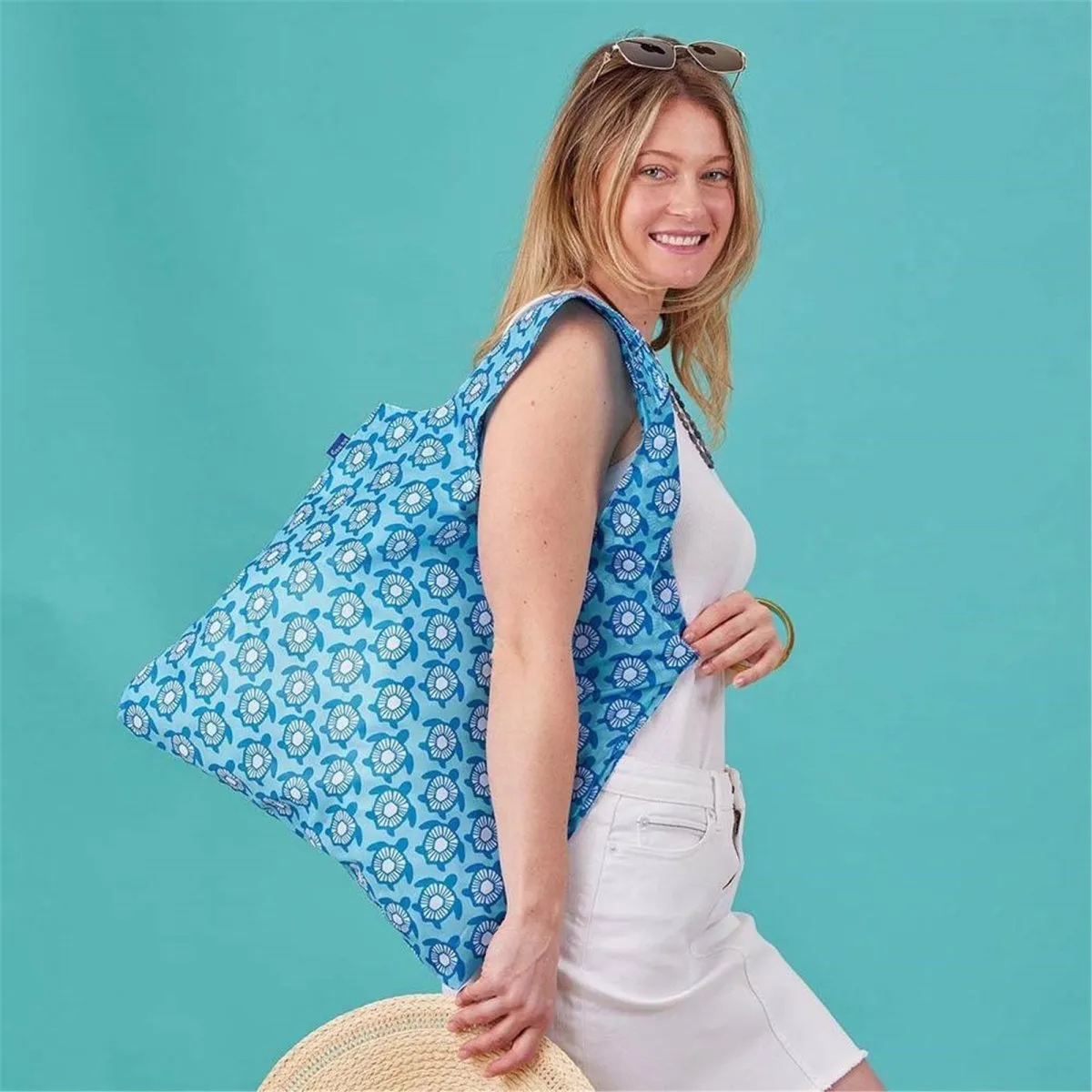 Turtles blu Reusable Shopping Bag-Machine washable