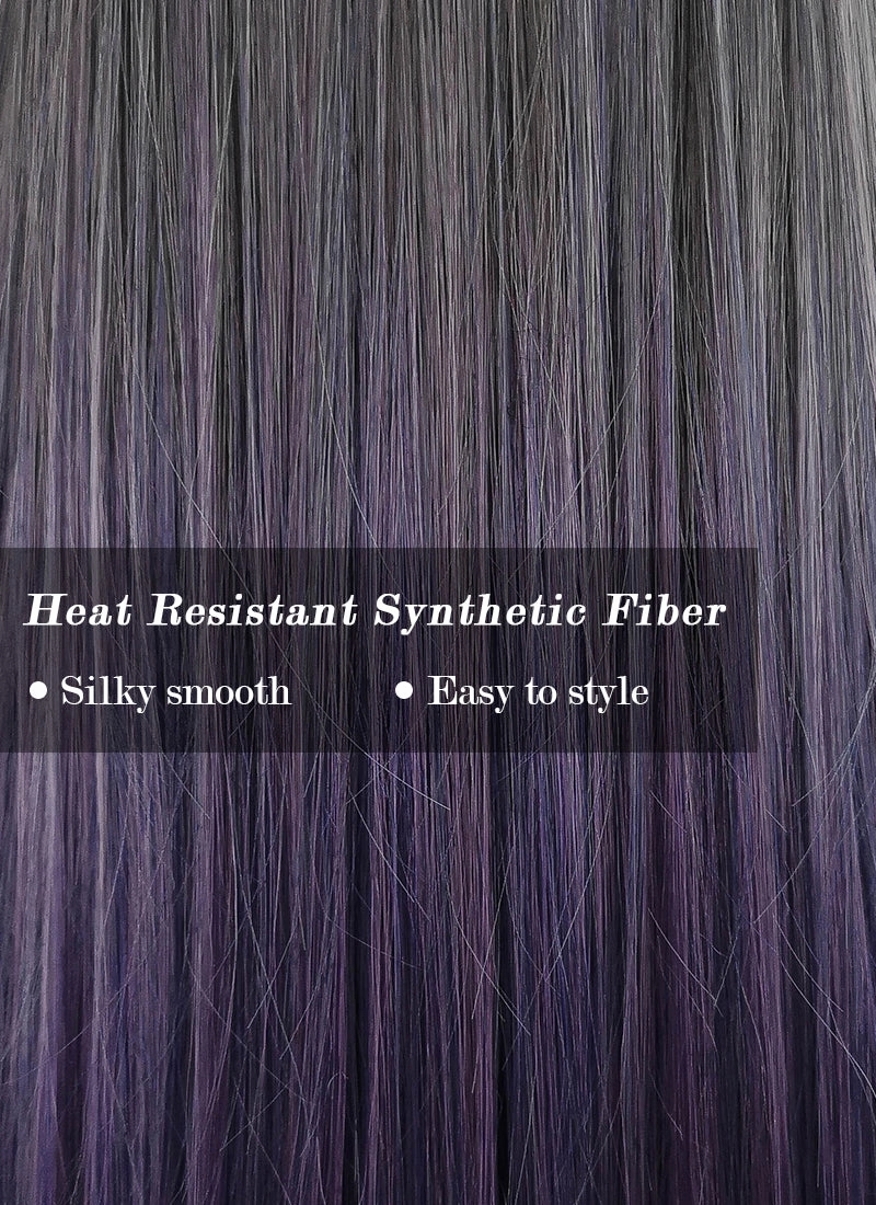 Two Tone Purple Straight Synthetic Wig NS240