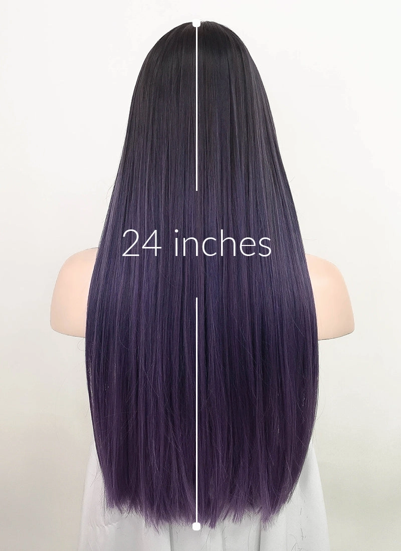 Two Tone Purple Straight Synthetic Wig NS240