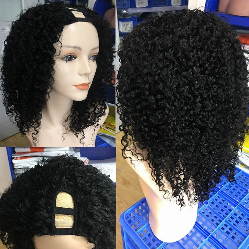 U Part Wig Kinky Curly Affordable Glueless Human Hair Wig