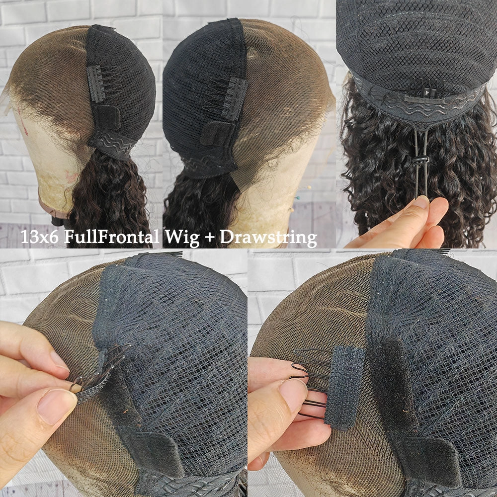 Upgraded Drawstring Dome Cap 3D Fitted Pre-Cut HD Lace Closure Wig Curly