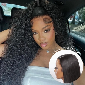 Upgraded Knot-Free 13x6 Fitted Cap Glueless Skin Melt Lace Front Wig Curly