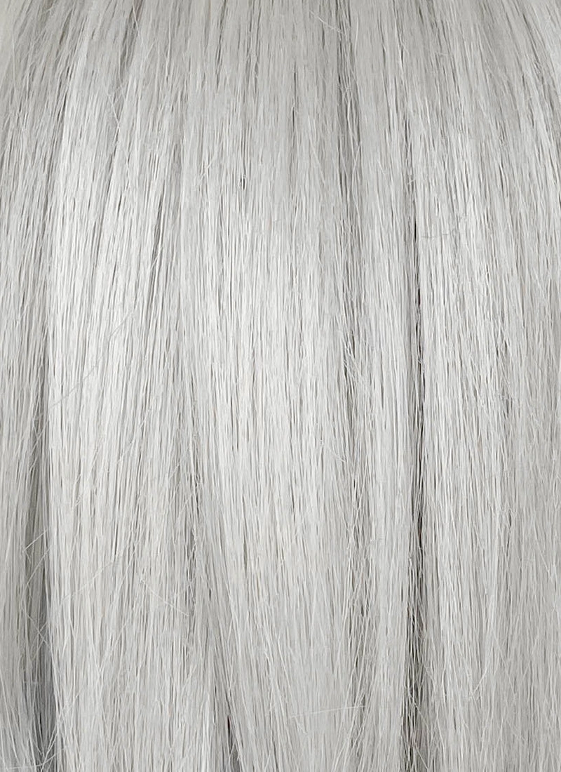 Valorant Jett Silver Grey Straight Yaki Lace Front Synthetic Wig With Ponytail LF6118