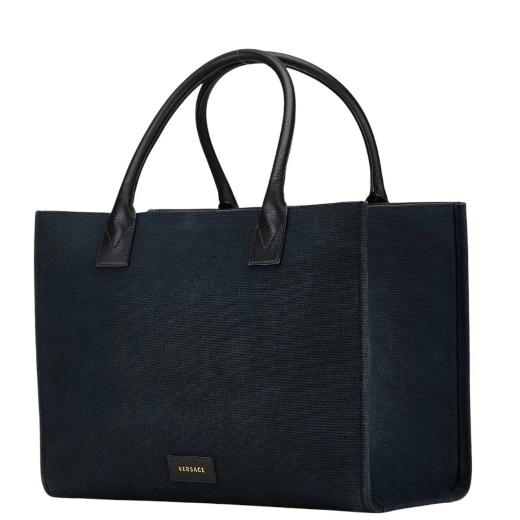 Versace  Canvas Leather Handbag Tote Bag (Pre-Owned)