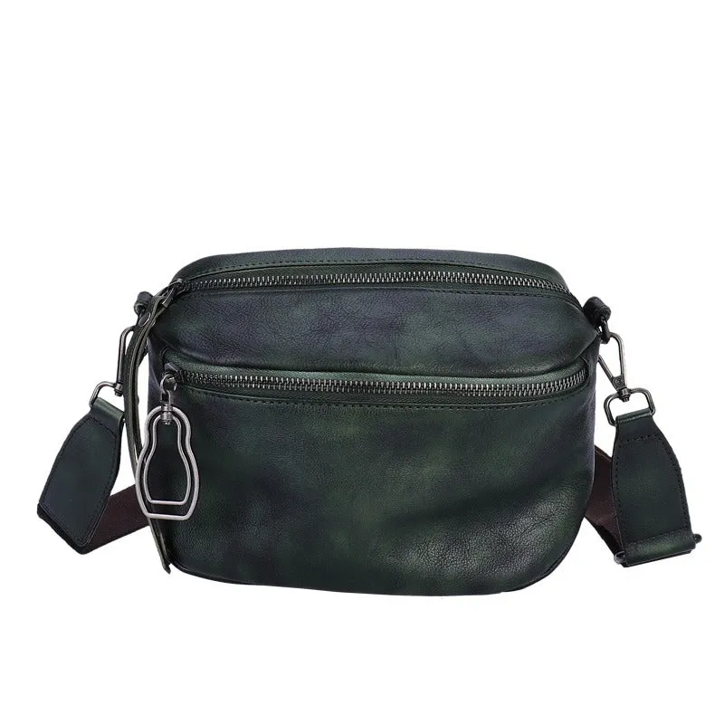 Vintage Brown Leather Womens Saddle Shoulder Bag Small Saddle Crossbody Purse for Ladies