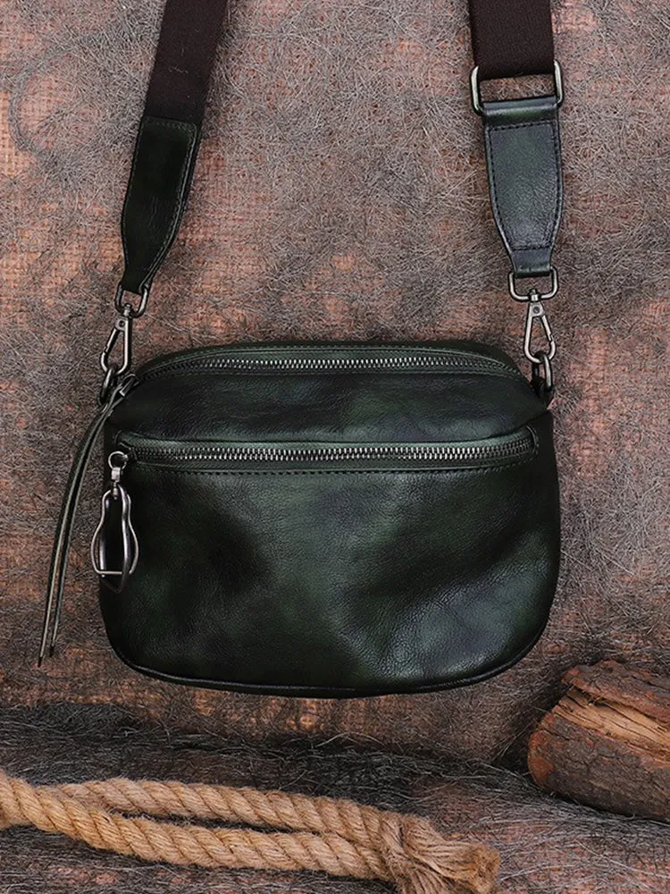 Vintage Brown Leather Womens Saddle Shoulder Bag Small Saddle Crossbody Purse for Ladies