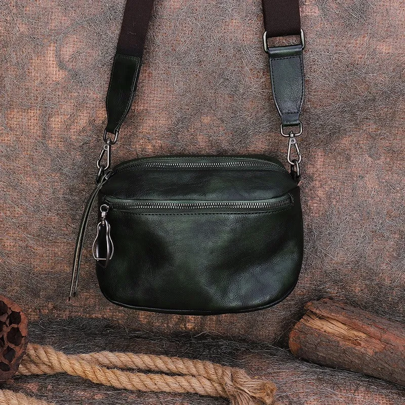 Vintage Brown Leather Womens Saddle Shoulder Bag Small Saddle Crossbody Purse for Ladies