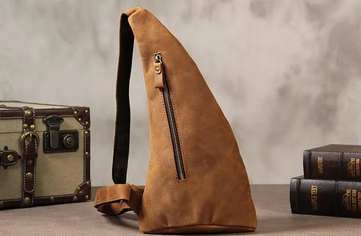 Vintage Leather Mens Cool Sling Bag for Men Sling Shoulder Bag Chest Bag for men