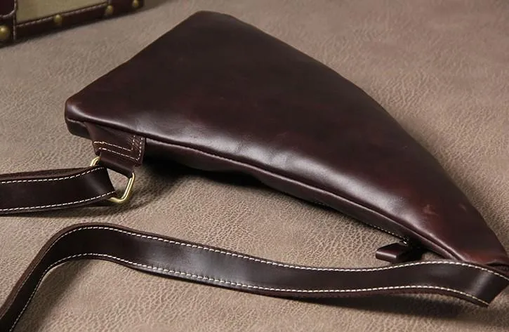 Vintage Leather Mens Cool Sling Bag for Men Sling Shoulder Bag Chest Bag for men