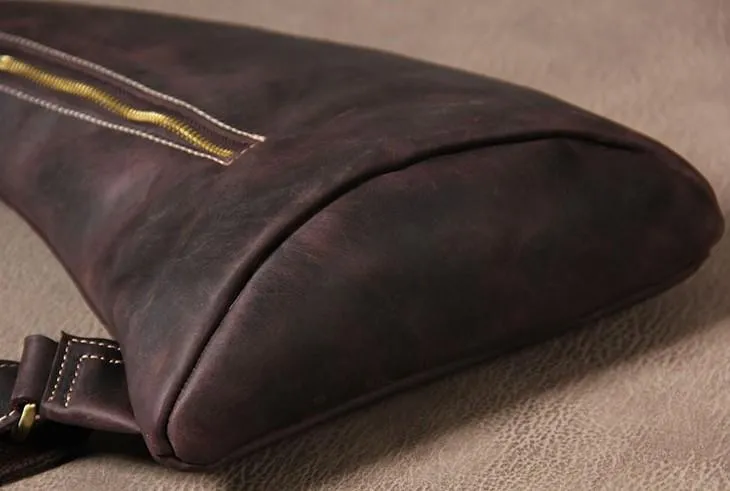 Vintage Leather Mens Cool Sling Bag for Men Sling Shoulder Bag Chest Bag for men
