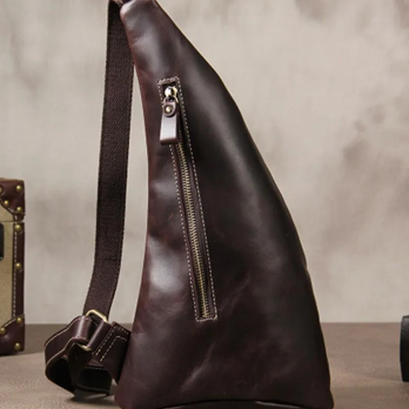 Vintage Leather Mens Cool Sling Bag for Men Sling Shoulder Bag Chest Bag for men