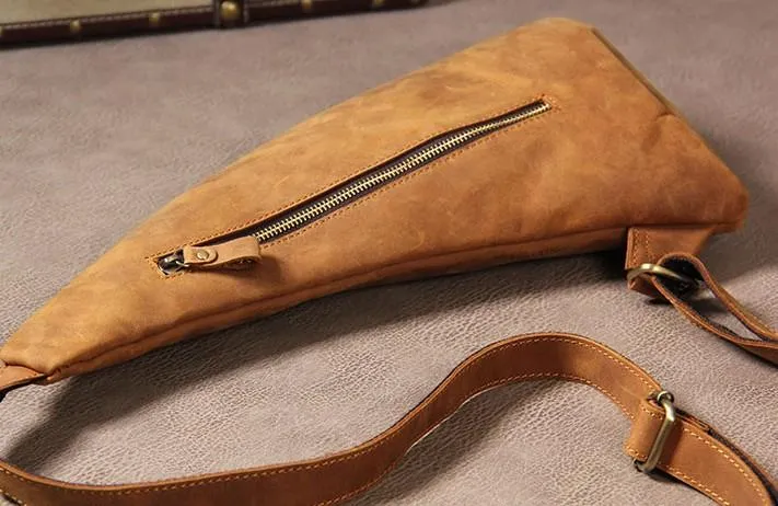 Vintage Leather Mens Cool Sling Bag for Men Sling Shoulder Bag Chest Bag for men
