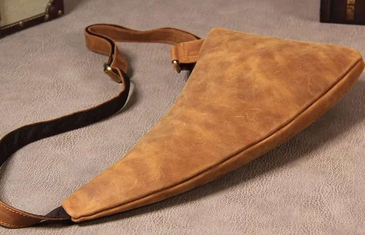 Vintage Leather Mens Cool Sling Bag for Men Sling Shoulder Bag Chest Bag for men