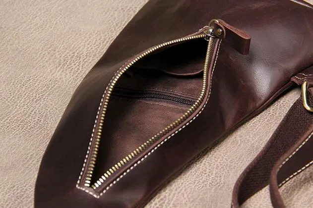 Vintage Leather Mens Cool Sling Bag for Men Sling Shoulder Bag Chest Bag for men