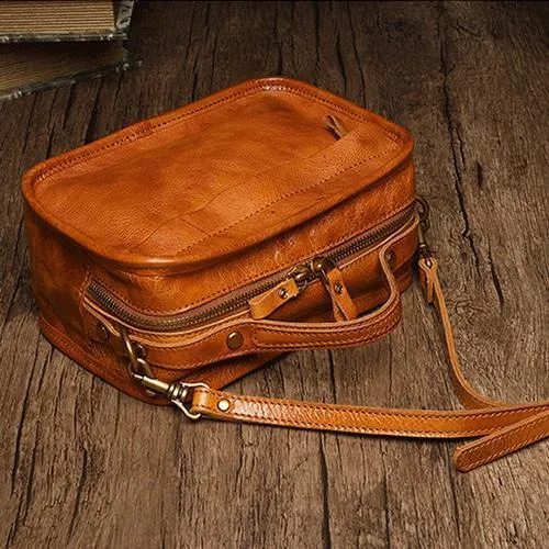 Vintage Womens Coffee Small Cube Handbag Leather Black Women's Shoulder Purse for Ladies