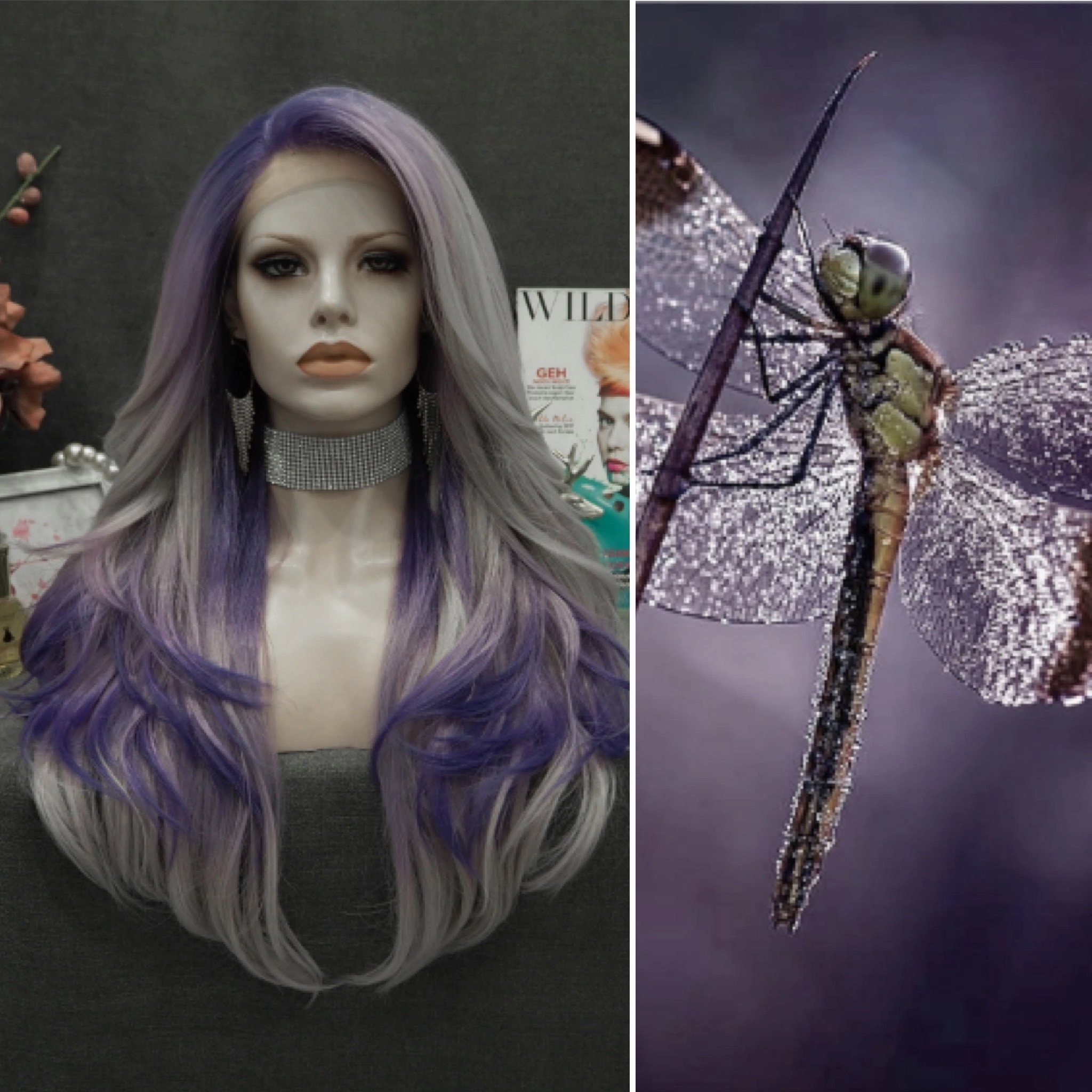 Violet-Purple Ombre Long Wave Synthetic Lace Front Imstyle Wig