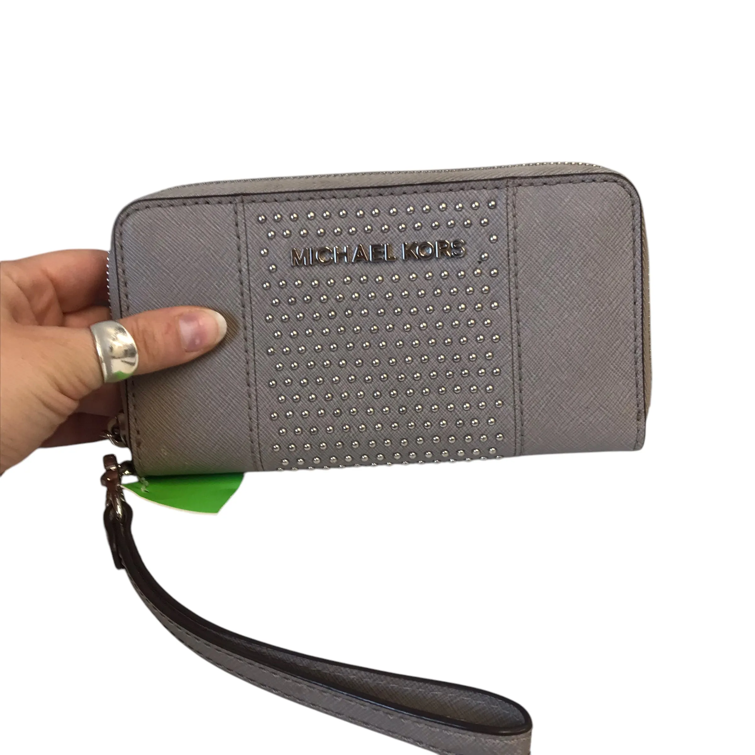 Wallet Designer By Michael Kors In Silver, Size:Medium