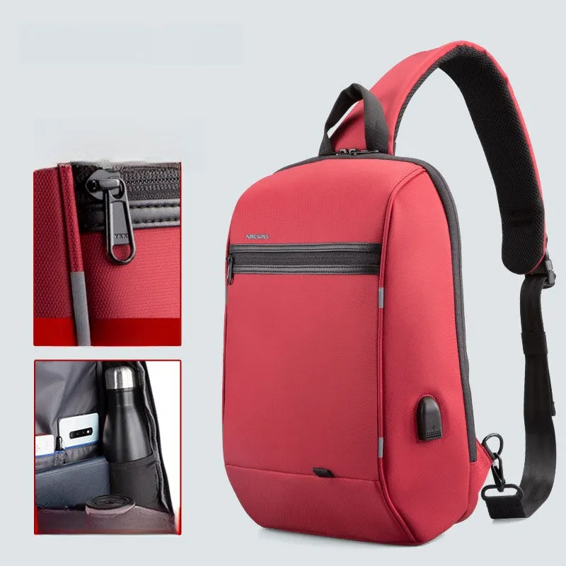 Waterproof Large Sling Bag For Men Black Oxford Fabric Business Sling Bag For Big Guy