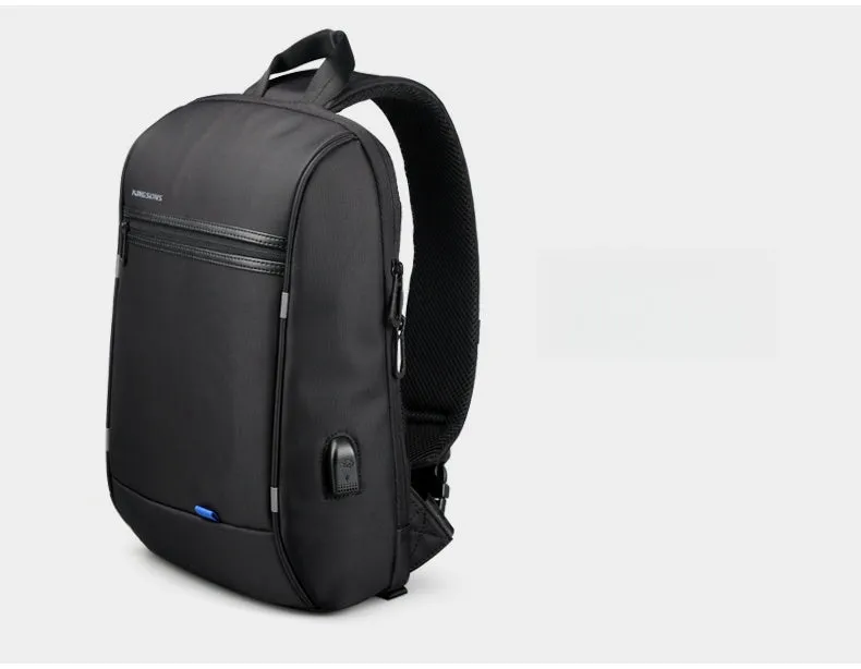 Waterproof Large Sling Bag For Men Black Oxford Fabric Business Sling Bag For Big Guy