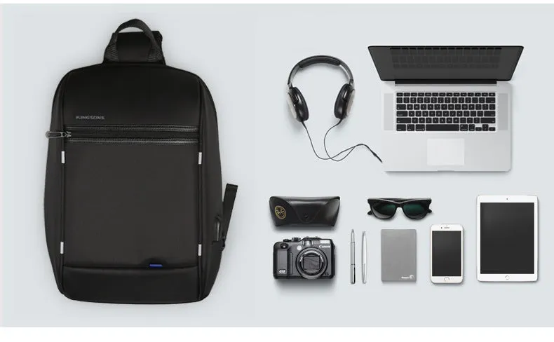 Waterproof Large Sling Bag For Men Black Oxford Fabric Business Sling Bag For Big Guy