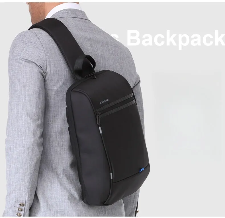 Waterproof Large Sling Bag For Men Black Oxford Fabric Business Sling Bag For Big Guy