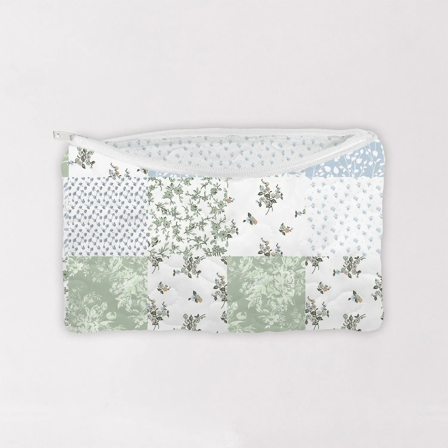 Waverly Patchwork Blue Quilted Makeup Bag