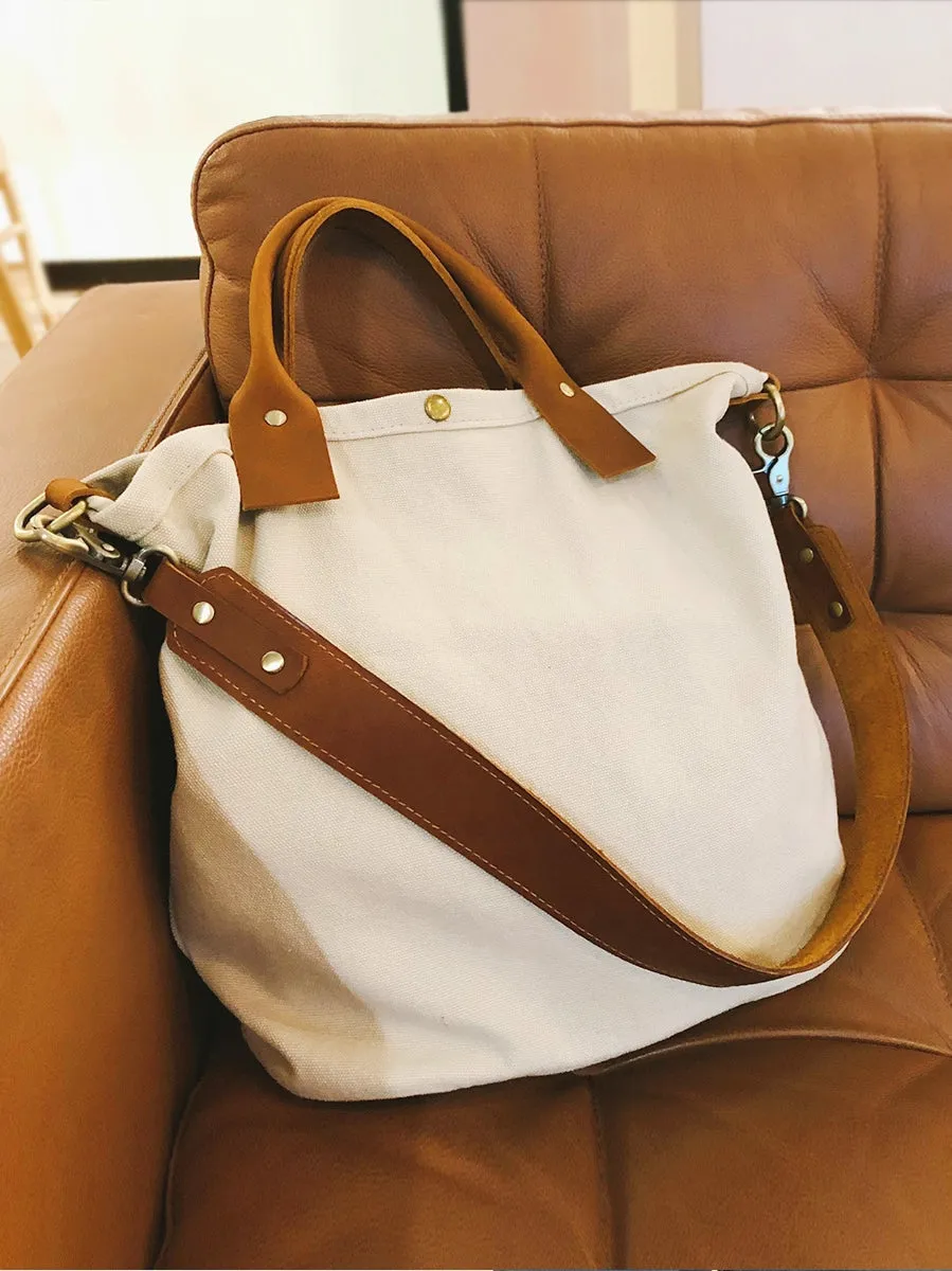 White Gray Canvas Tote Bags Canvas Messenger Handbag Womens Canvas Shoulder Tote Bag for Men