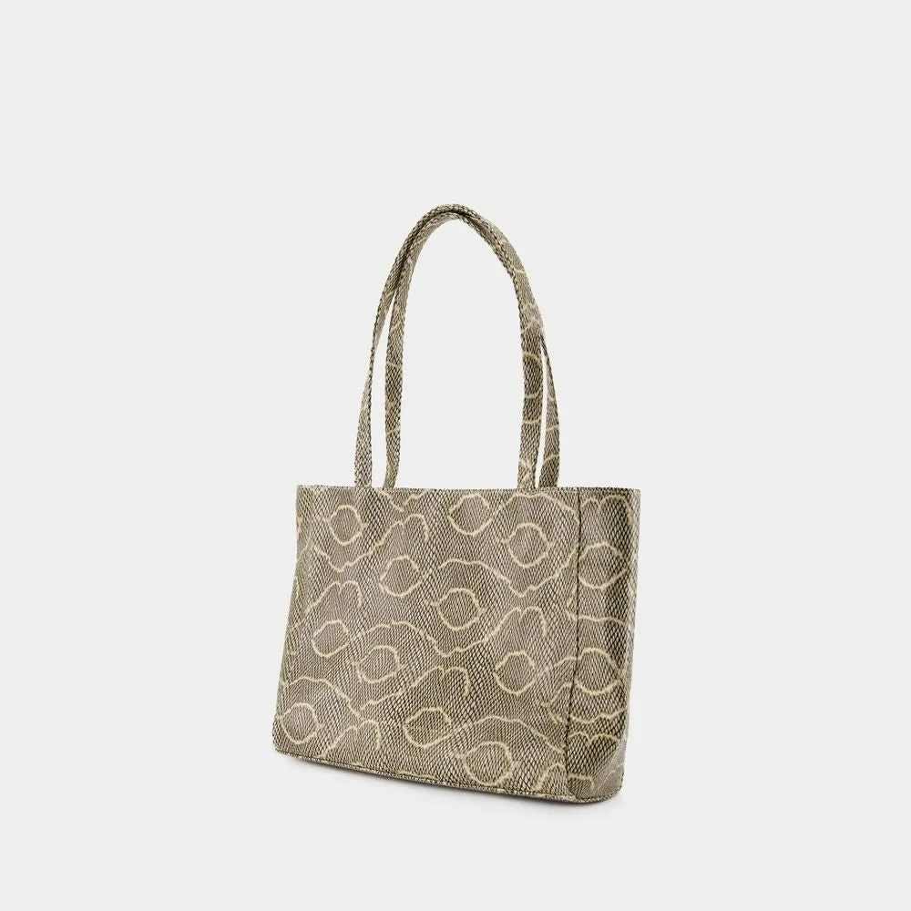 Wide Shopper Bag - Leather - Printed