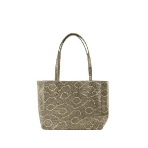 Wide Shopper Bag - Leather - Printed