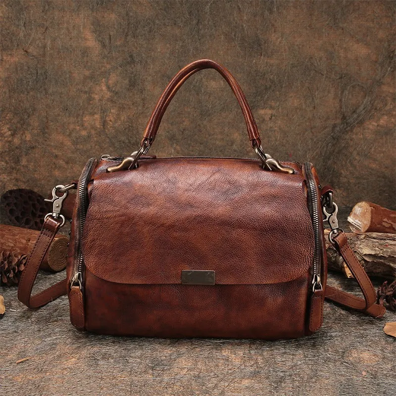 Wine Red Vintage Womens Leather Handbag Purse Handbag Rivet Shoulder Bag for Ladies