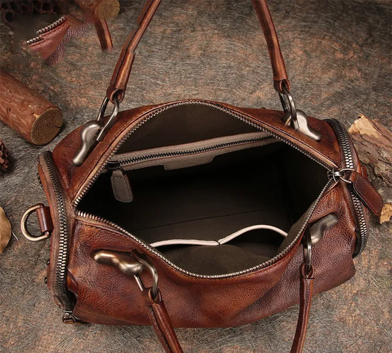 Wine Red Vintage Womens Leather Handbag Purse Handbag Rivet Shoulder Bag for Ladies