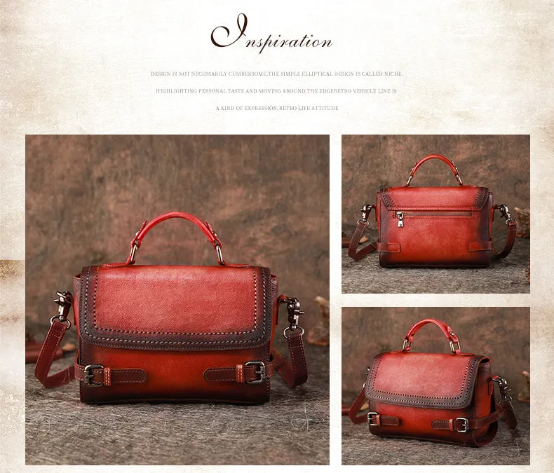Womens Brown Leather Satchel Bag School Shoulder Bag Best Crossbody Purse for Ladies