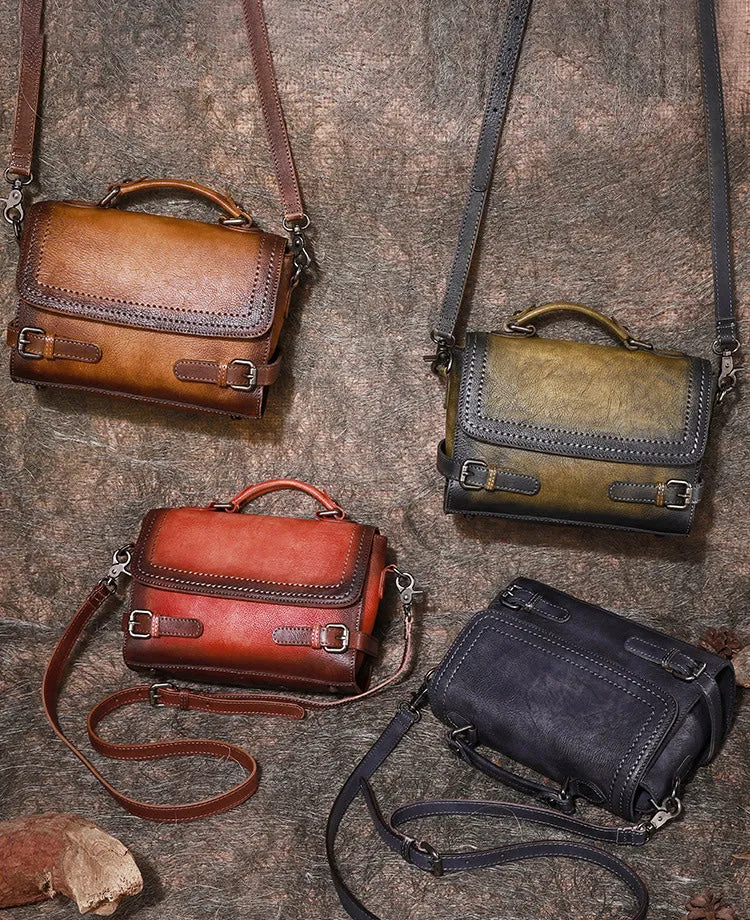 Womens Brown Leather Satchel Bag School Shoulder Bag Best Crossbody Purse for Ladies